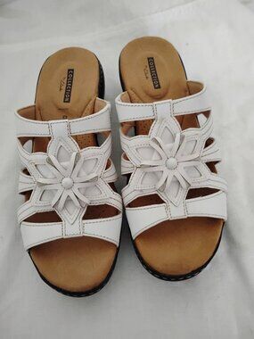 White Clarks leather sandals size 8